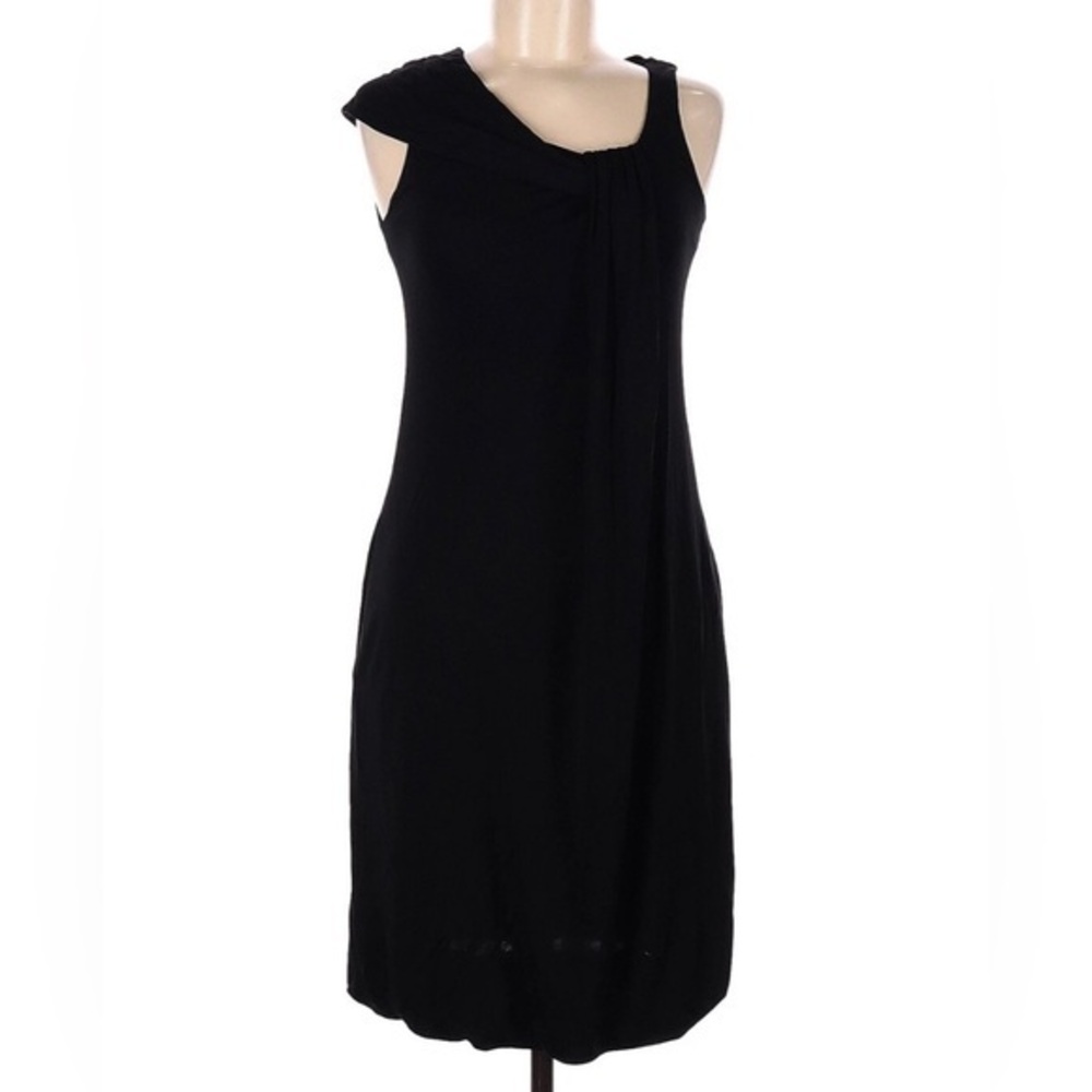 Moschino Black Asymmetrical Neckline Draped Sheath Dress Sz. 6